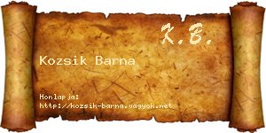 Kozsik Barna névjegykártya